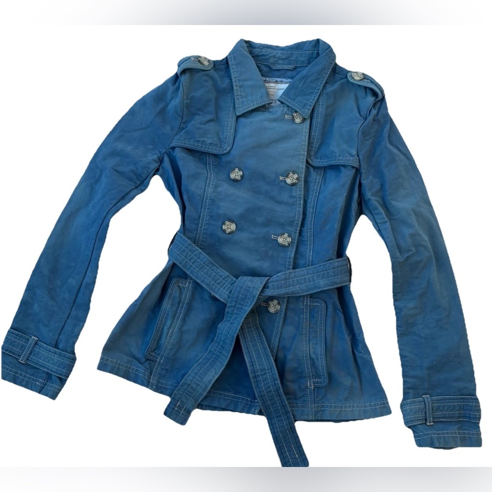 Aeropostale Y2K Vintage Wash Woman’s Double Breasted Tie Waist Trench Coat SZ.M